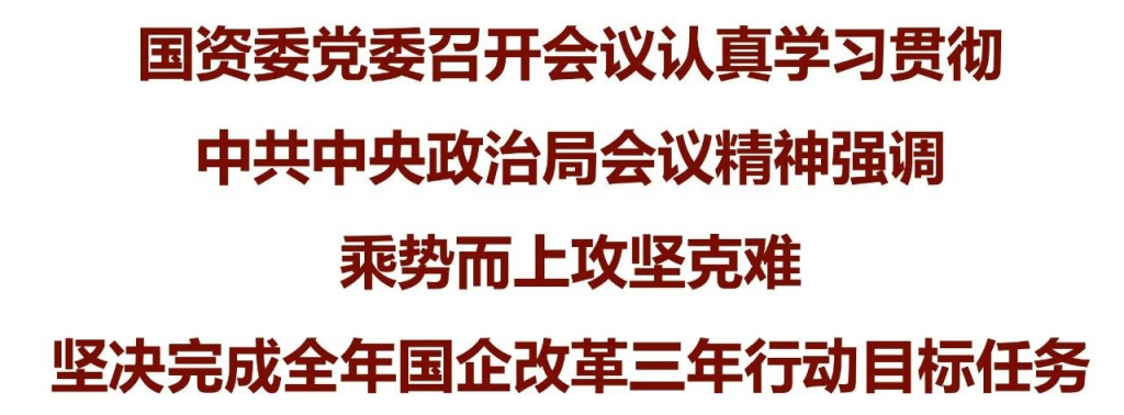 国资委党委：认真学习贯彻中共中央政治局会议精神，坚决完成全年国企改革三年行动目标任务
